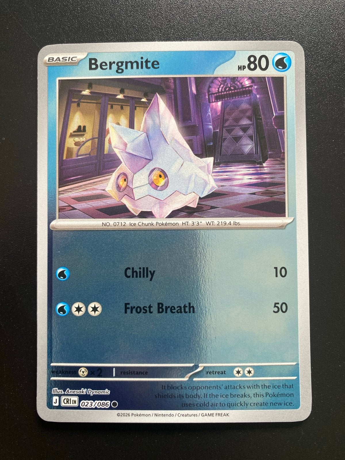 Bergmite 023/086 Rev. Holo Pokémon Chaos Rising Packfresh, Ophalen of Verzenden, Zo goed als nieuw, Losse kaart, Foil