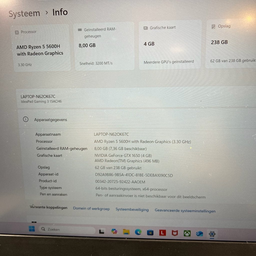 Lenovo Ideapad Gamin 3 | AMD RYZEN 5 - 5600H | 411704, Met videokaart, 8 GB, Ophalen of Verzenden, Gaming