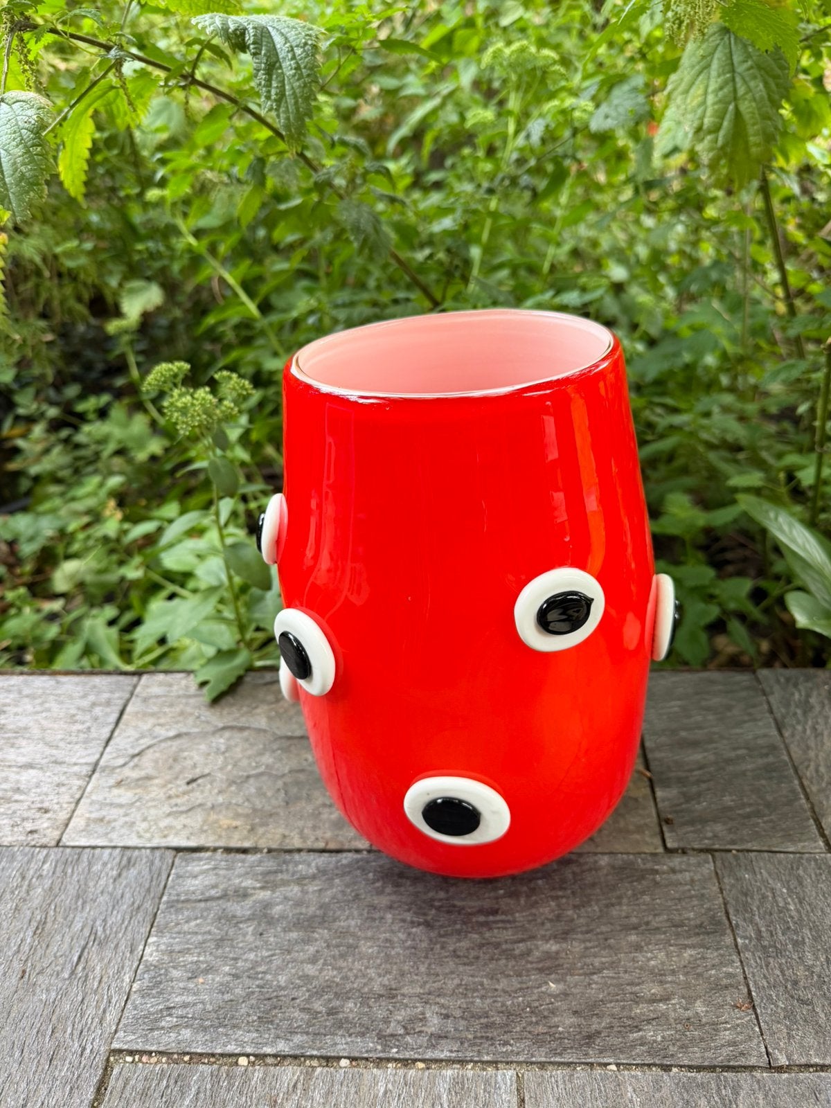 Grote rode glazen vaas, Huis en Inrichting, Rood, Ophalen, 28 cm, Glas