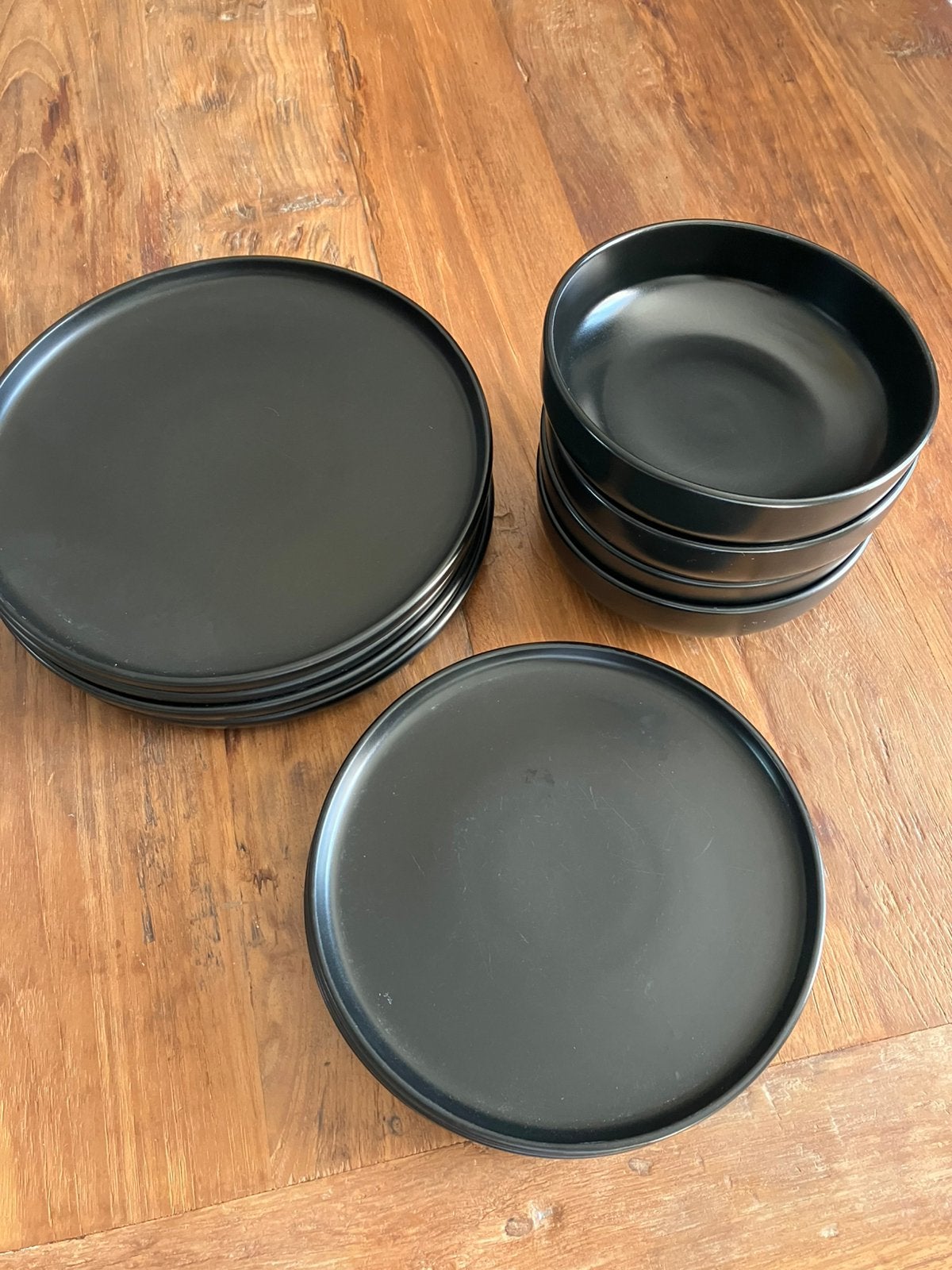 Set van 4 ontbijtborden, 4 grote borden en 4 schaaltjes, Ophalen, Gebruikt, Overige stijlen, Bord(en)