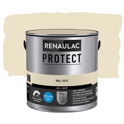 Lak Renaulac Protect RAL1013 zijdeglans 2,5L parelwit, Wit, Nieuw, Ophalen of Verzenden, Lak