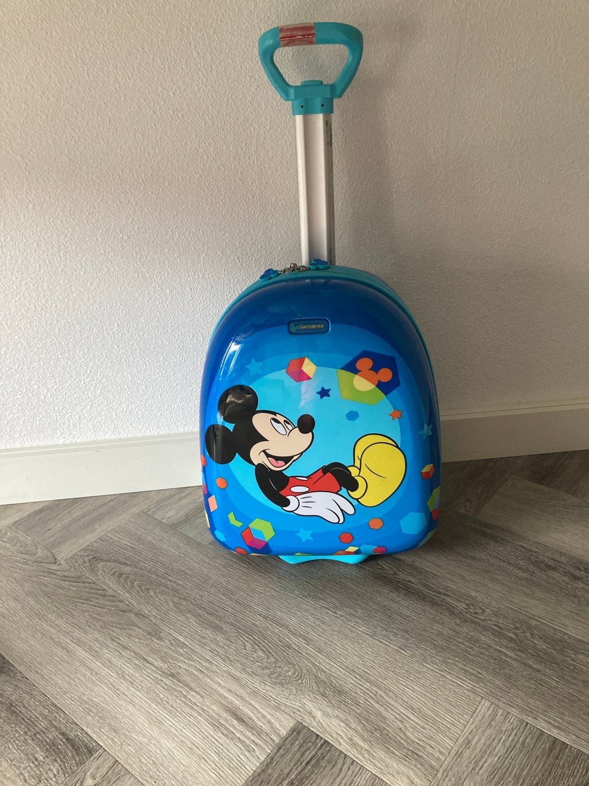Mickey Mouse Kinderkoffer met Wieltjes en Uitschuifbare Hand, Ophalen, Gebruikt, 20 tot 30 cm, Blauw