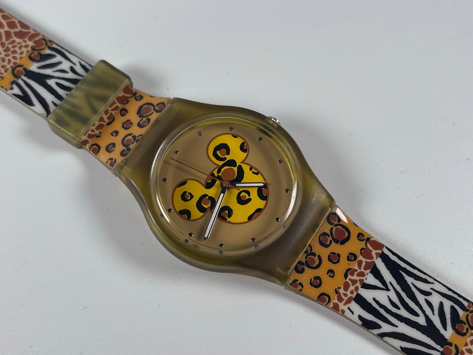 Vintage Disney Mickey Mouse Dames Horloge - Safari Print, Overige merken, Kunststof, Gebruikt, Polshorloge