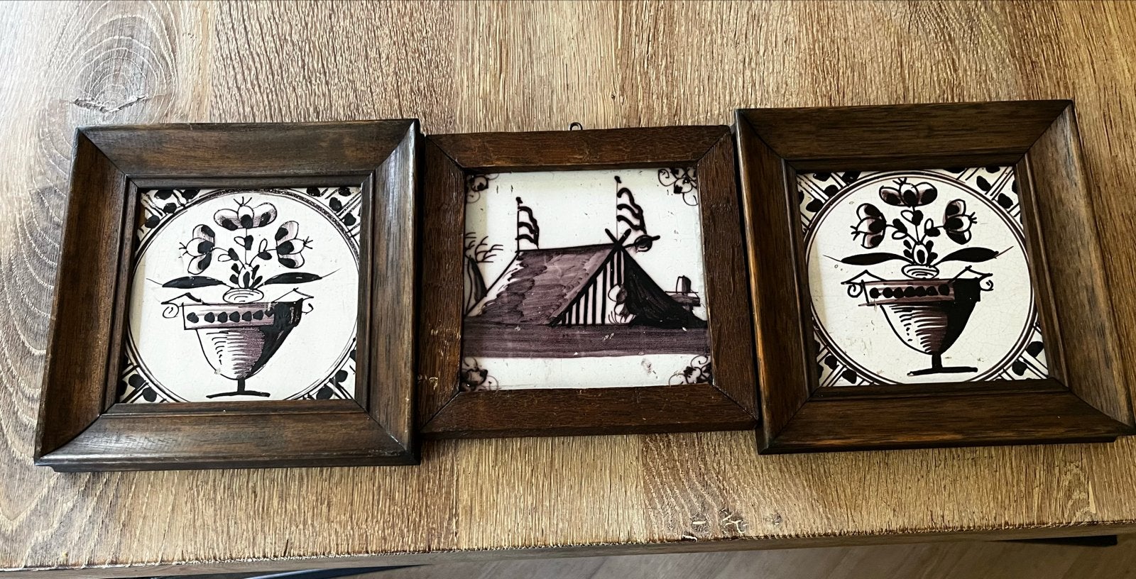 Set van 3 ingelijste Delftsblauwe tegels, Ophalen of Verzenden