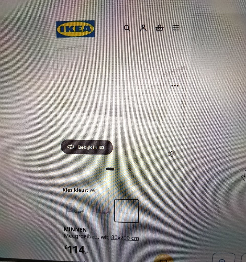IKEA wit Minnen meegroeibed met lattenbodem en matras, Ophalen, Eenpersoons, Wit, 80 cm