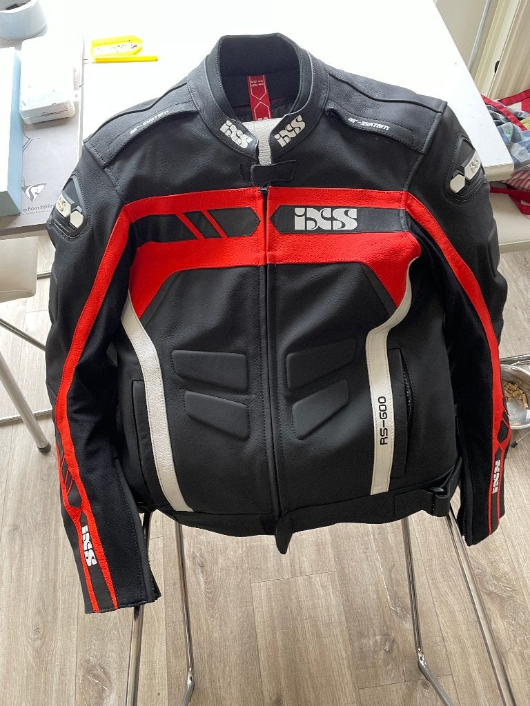 iXS RS-500 Leren Motorjas - Zwart/Rood/Wit, Motoren, Kleding | Motorkleding, Ophalen of Verzenden, IXS, Tweedehands, Heren