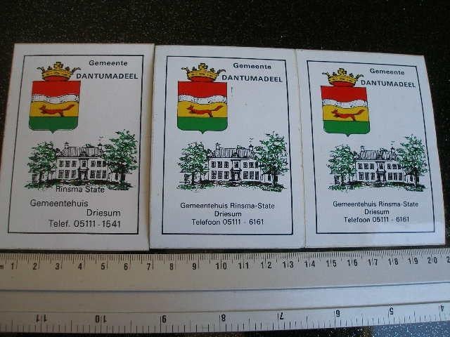 3x sticker gemeente plaats logo embleem wapen dantumadeel, Verzenden, Zo goed als nieuw, Overige typen
