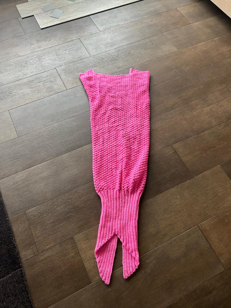 Roze Gebreide Zeemeermin Deken - Comfortabel & Speels, Ophalen of Verzenden, Zo goed als nieuw, Deken