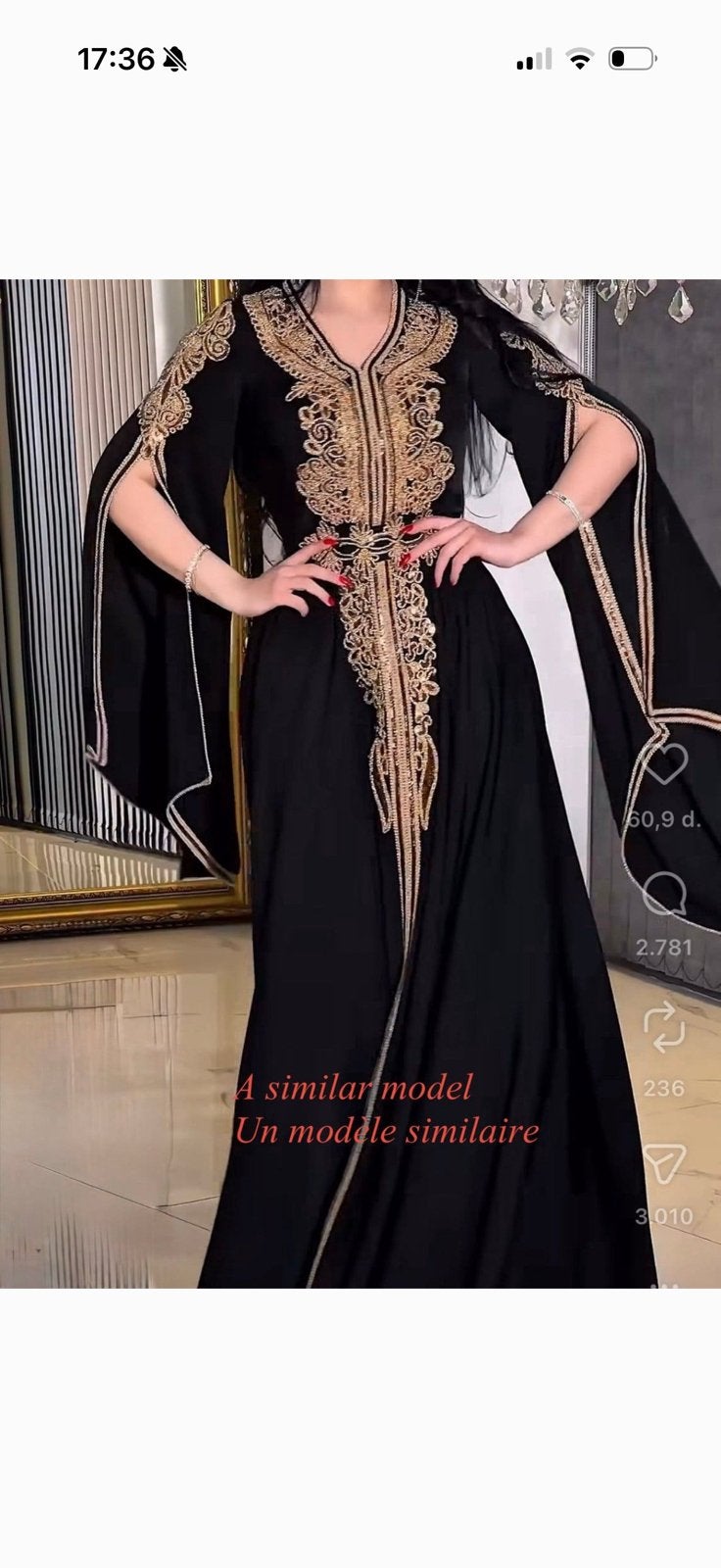 Nieuw - Abaya Takschita Kaftan Bindalli, Overige typen, Zwart, Maat 46/48 (XL) of groter, Nieuw