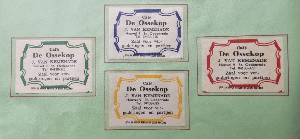 Café De Ossekop J. van Kemenade te St. Oedenrode (Zaal), Ophalen of Verzenden, Zo goed als nieuw, Luciferdoosjes of -merken
