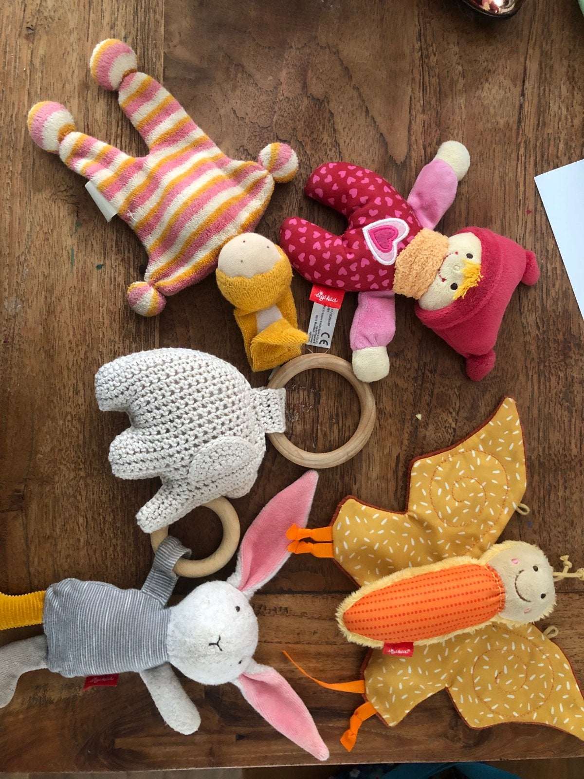 rammelaars en knuffels - set van 5, Kinderen en Baby's, Ophalen of Verzenden, Gebruikt, Rammelaar