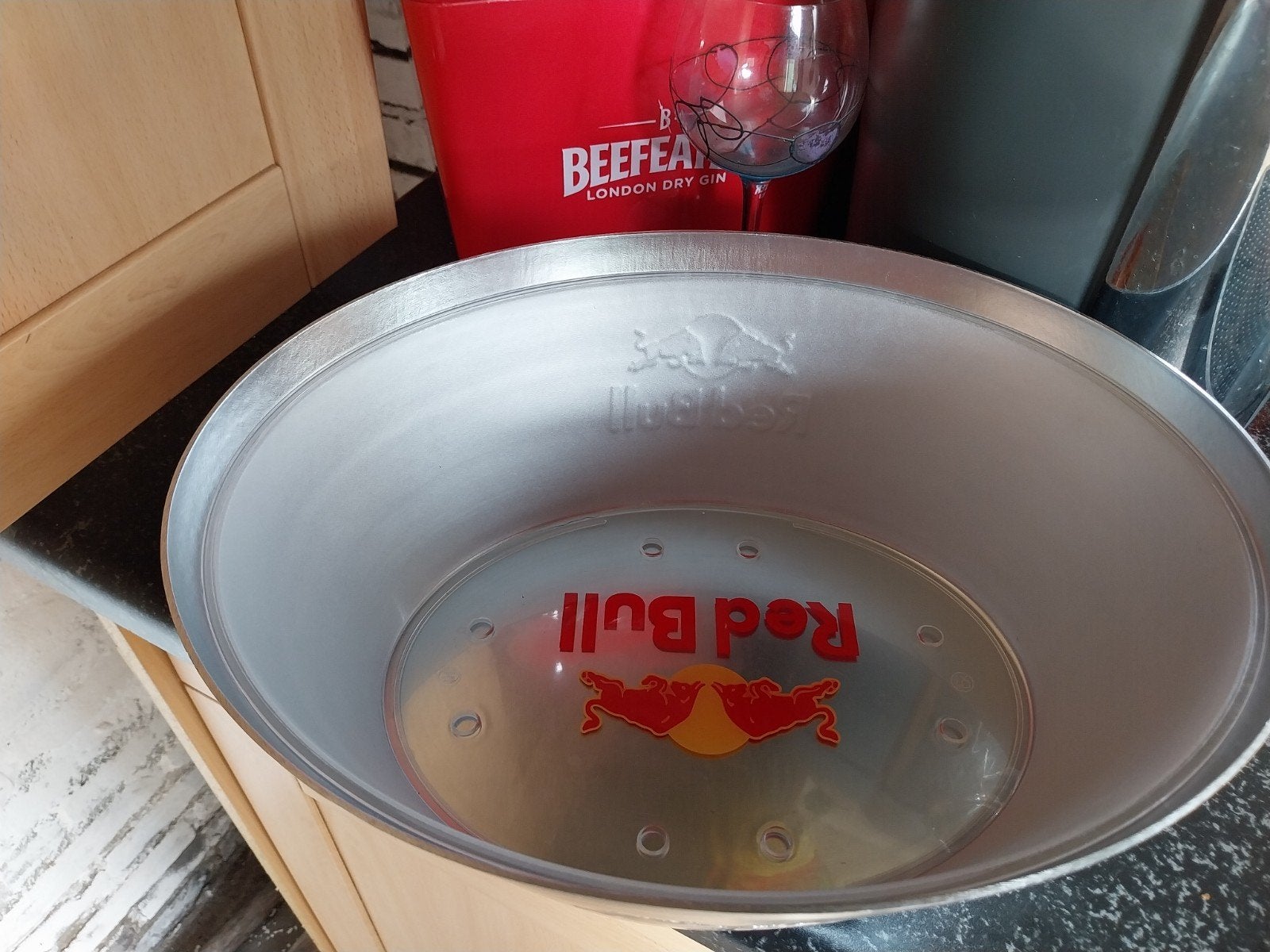 Red Bull en Flügel ijsemmers / koelers, Ophalen, Gebruikt, Koeler of IJsemmer, Metaal