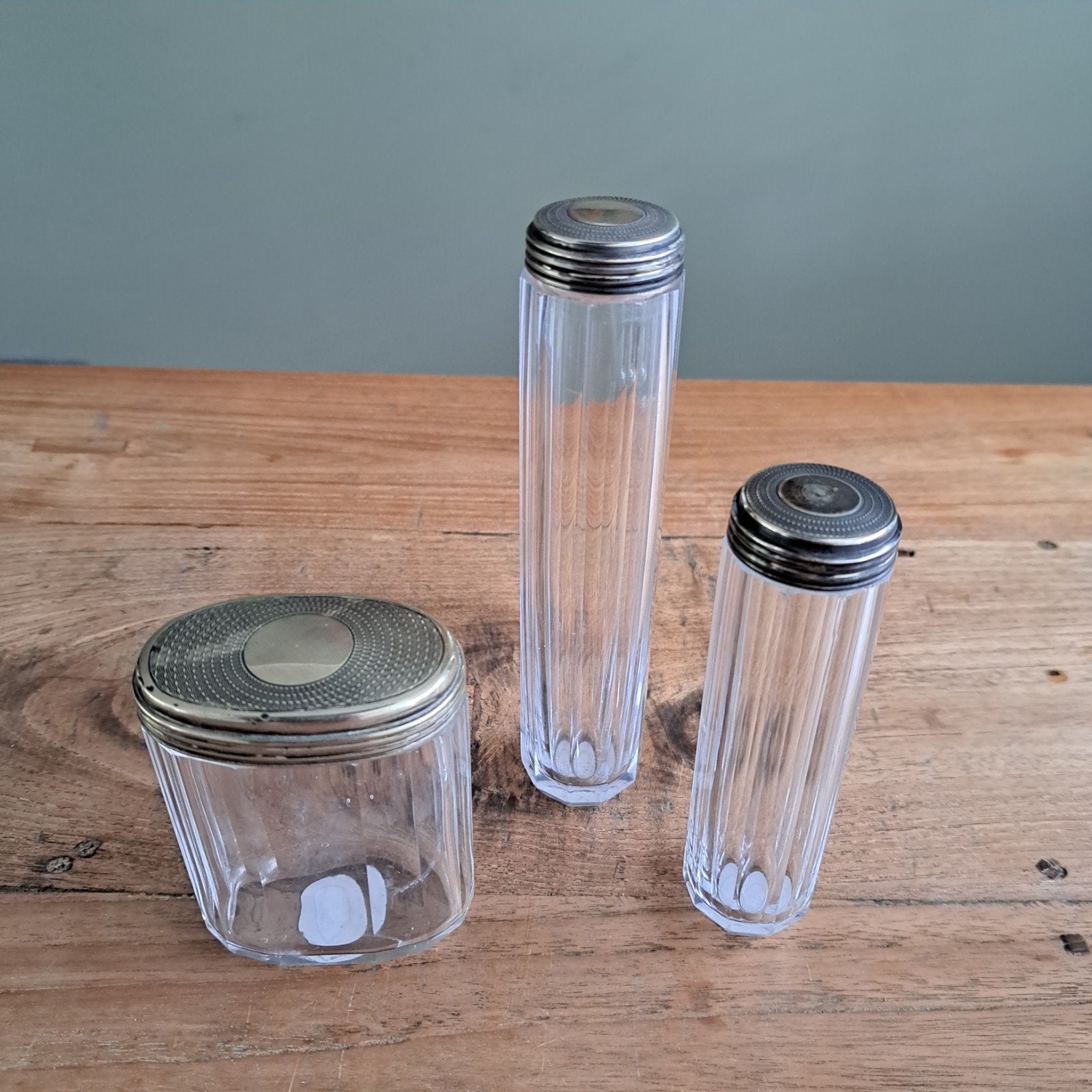 Antieke Glazen Potjes - Set van 3, Ophalen of Verzenden