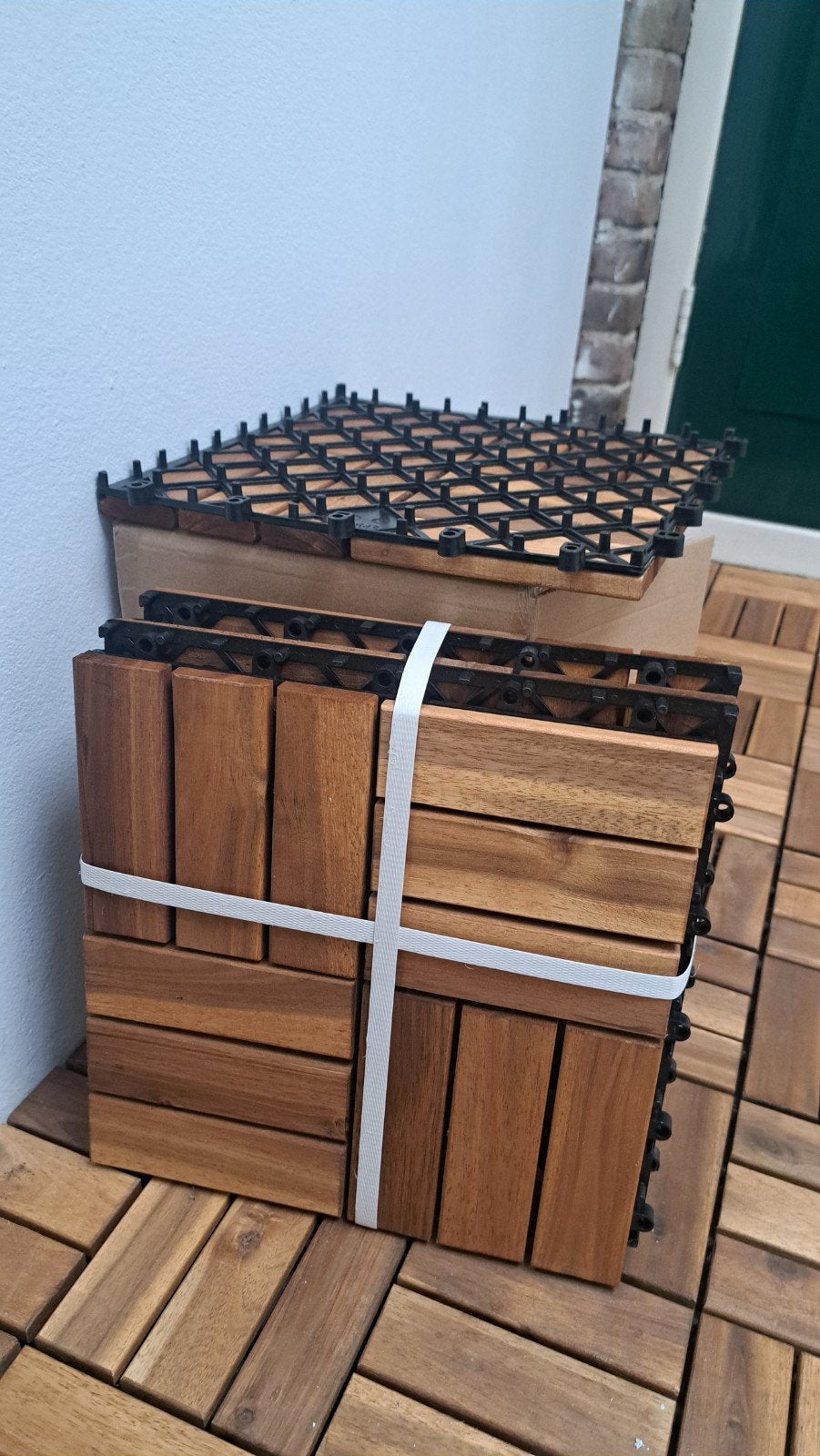 Houten terrastegels set van16 acaciahout 31x31cm (set van 4), Tuin en Terras, Terrasdelen en Vlonders, Ophalen, Nieuw, Hout