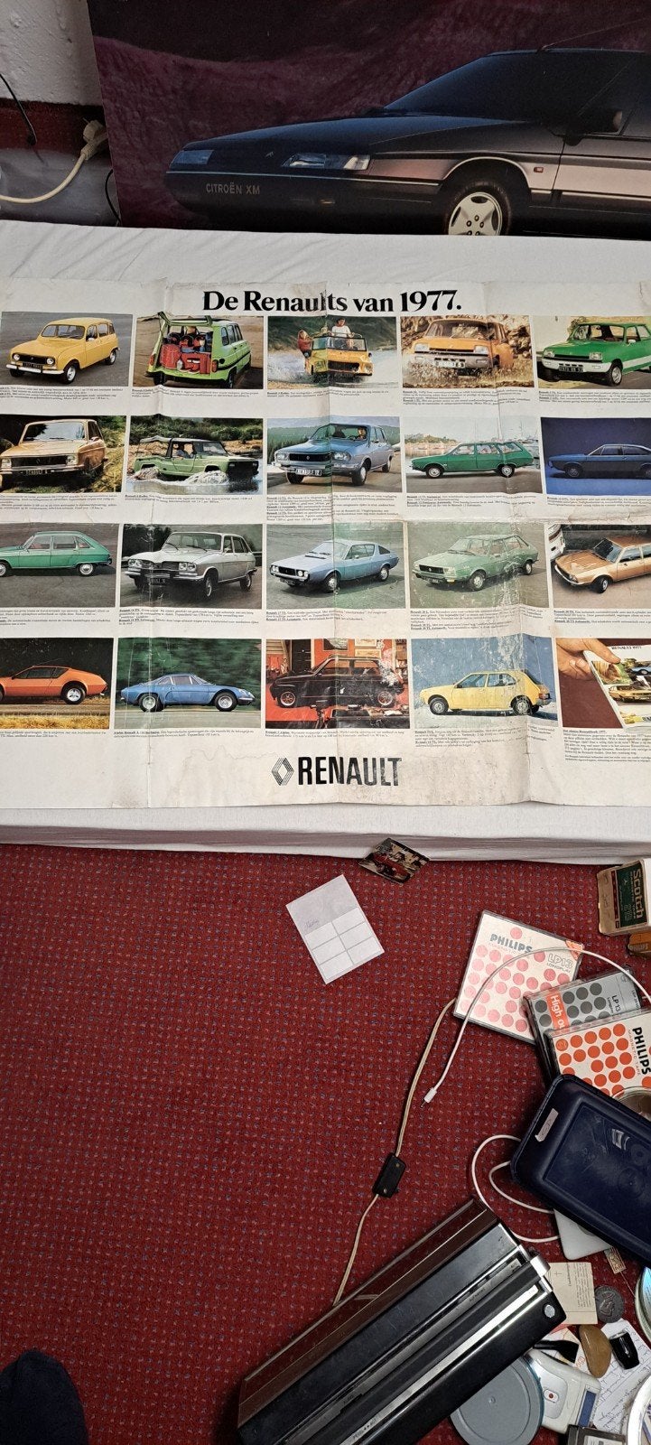Vintage Renault Poster 1977 - De Renaults van 1977, Ophalen of Verzenden, Gelezen, Renault