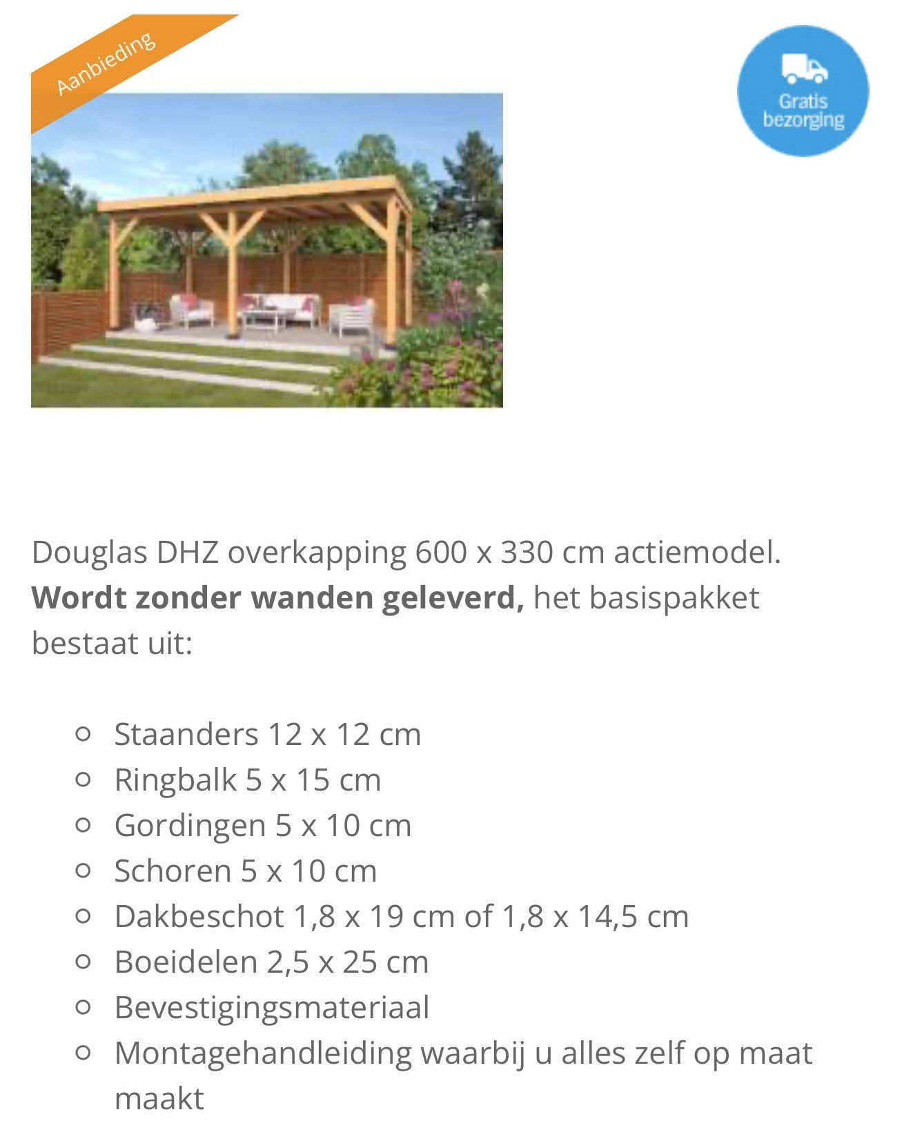 Overkapping met schuifpui, Ophalen, Zo goed als nieuw, Minder dan 5 meter