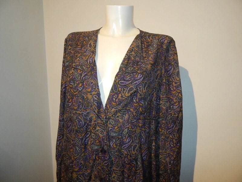 Valentino zijde vintage retro blouse paisley print kleur I44, Maat 38/40 (M), Zo goed als nieuw, Valentino, Meerkleurig