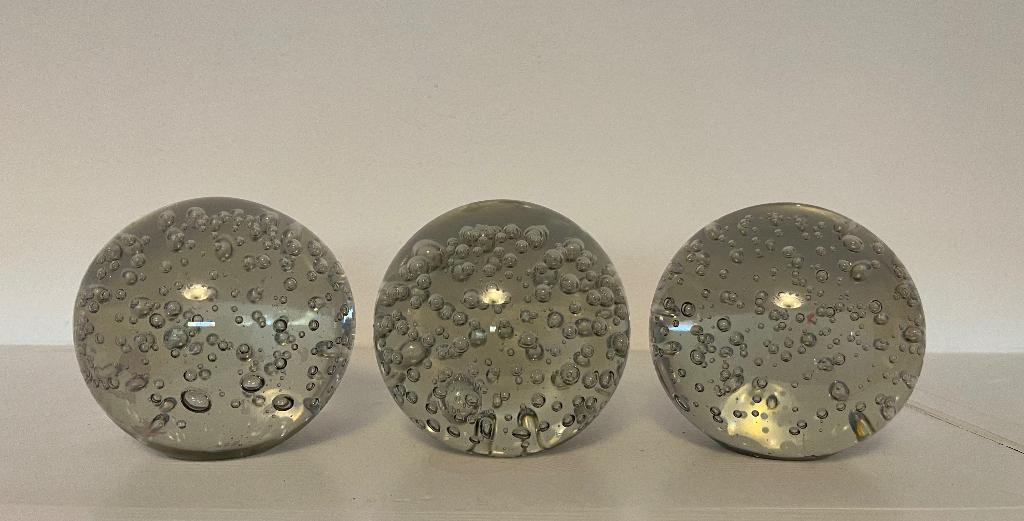 presse papier glazen bollen 3 x met luchtbellen, Ophalen of Verzenden