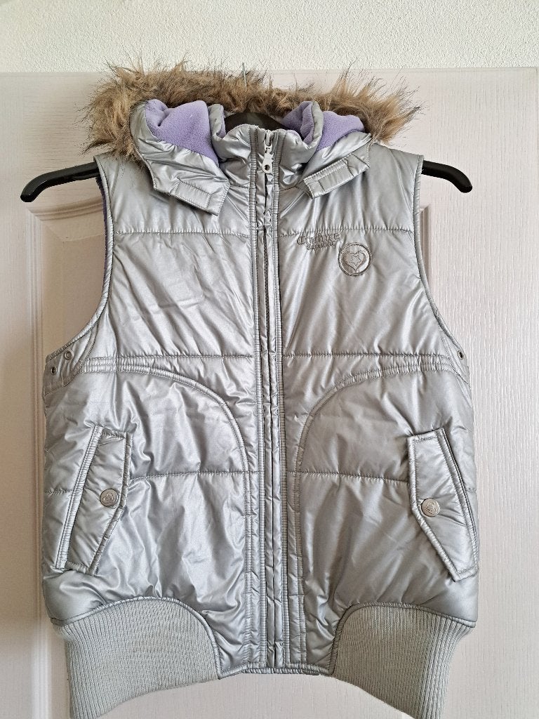 Zilver met paarse meisjes bodywarmer / body warmer maat 170, Ophalen of Verzenden, Zo goed als nieuw, Meisje, Jas