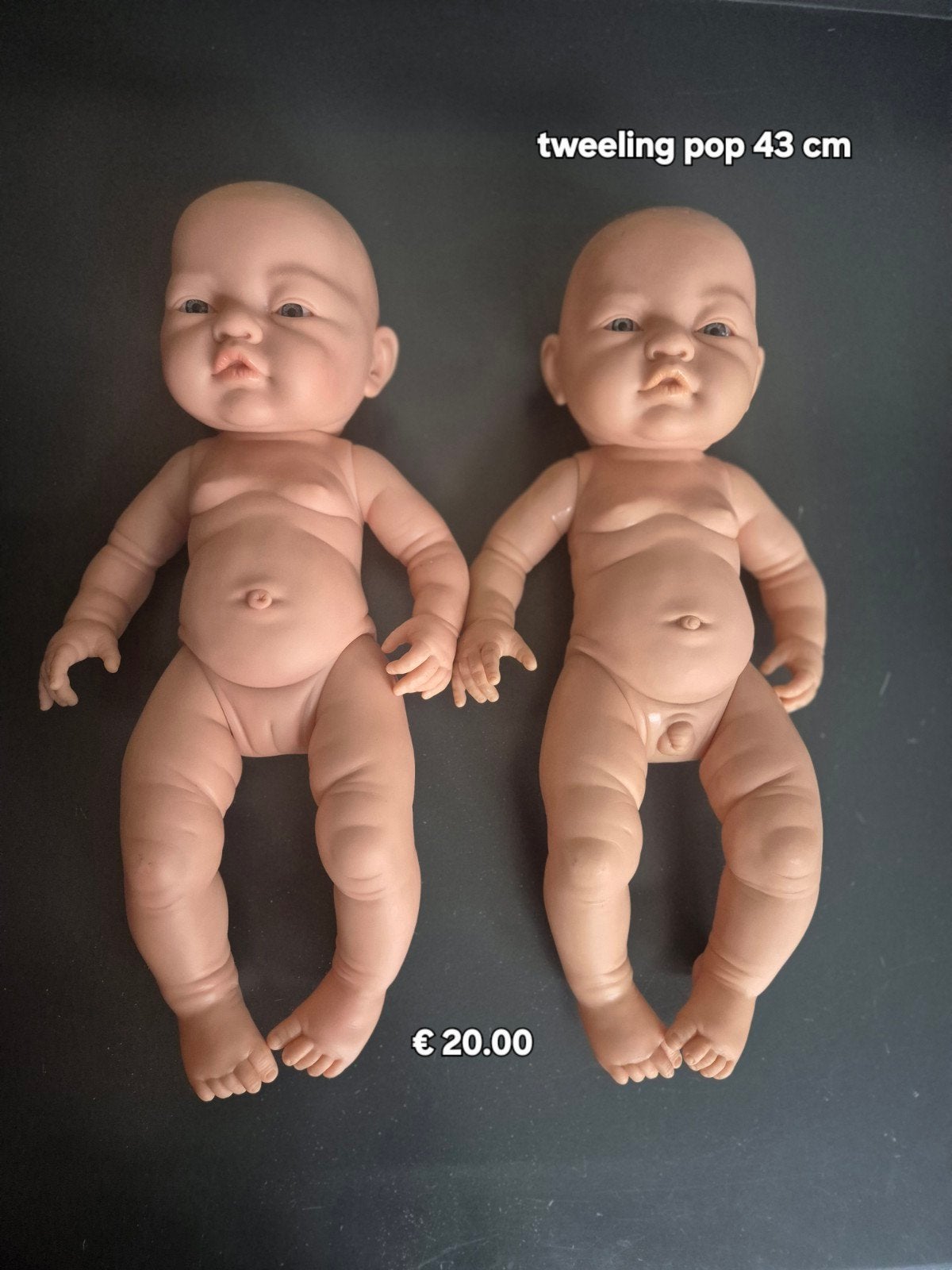 Tweeling babypoppen 43 cm, Ophalen of Verzenden