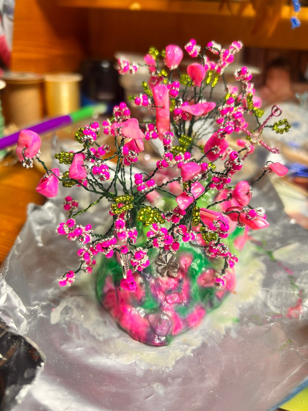 Handgemaakt boompje zo leuk, Boho, Ophalen of Verzenden, Handgemaakt, 12 cm