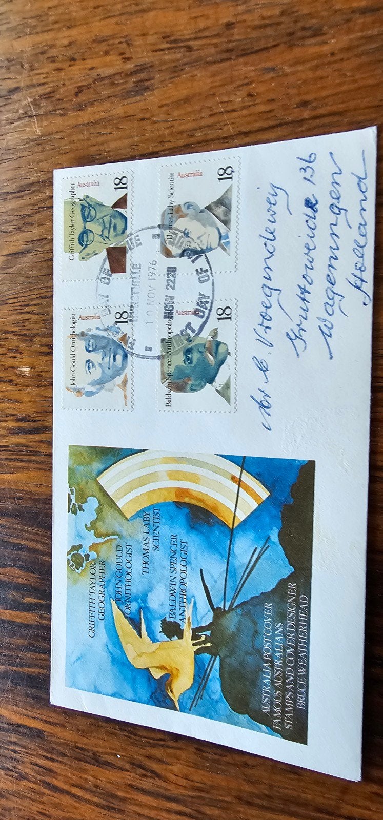 FDC Australië - Beroemde Australiërs 1976, Verzenden, Overige landen, Gestempeld