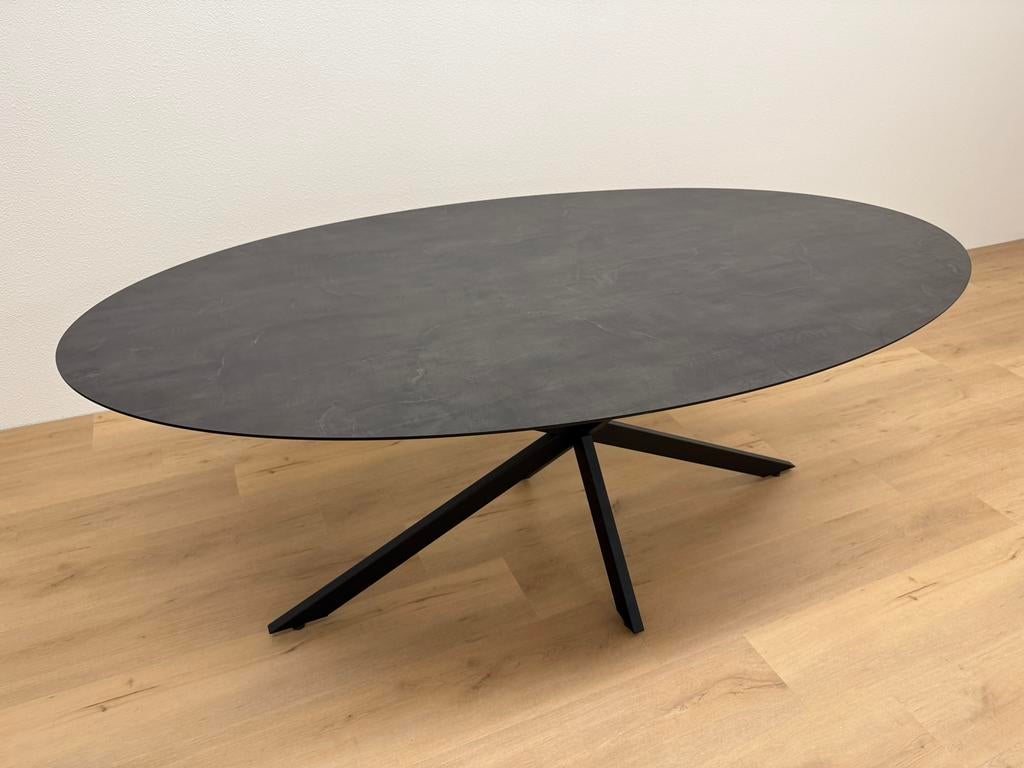 Ovale eettafel HPL Italian Stone 210x115 - Direct Leverbaar, 100 tot 150 cm, 200 cm of meer, Ophalen of Verzenden, Zo goed als nieuw