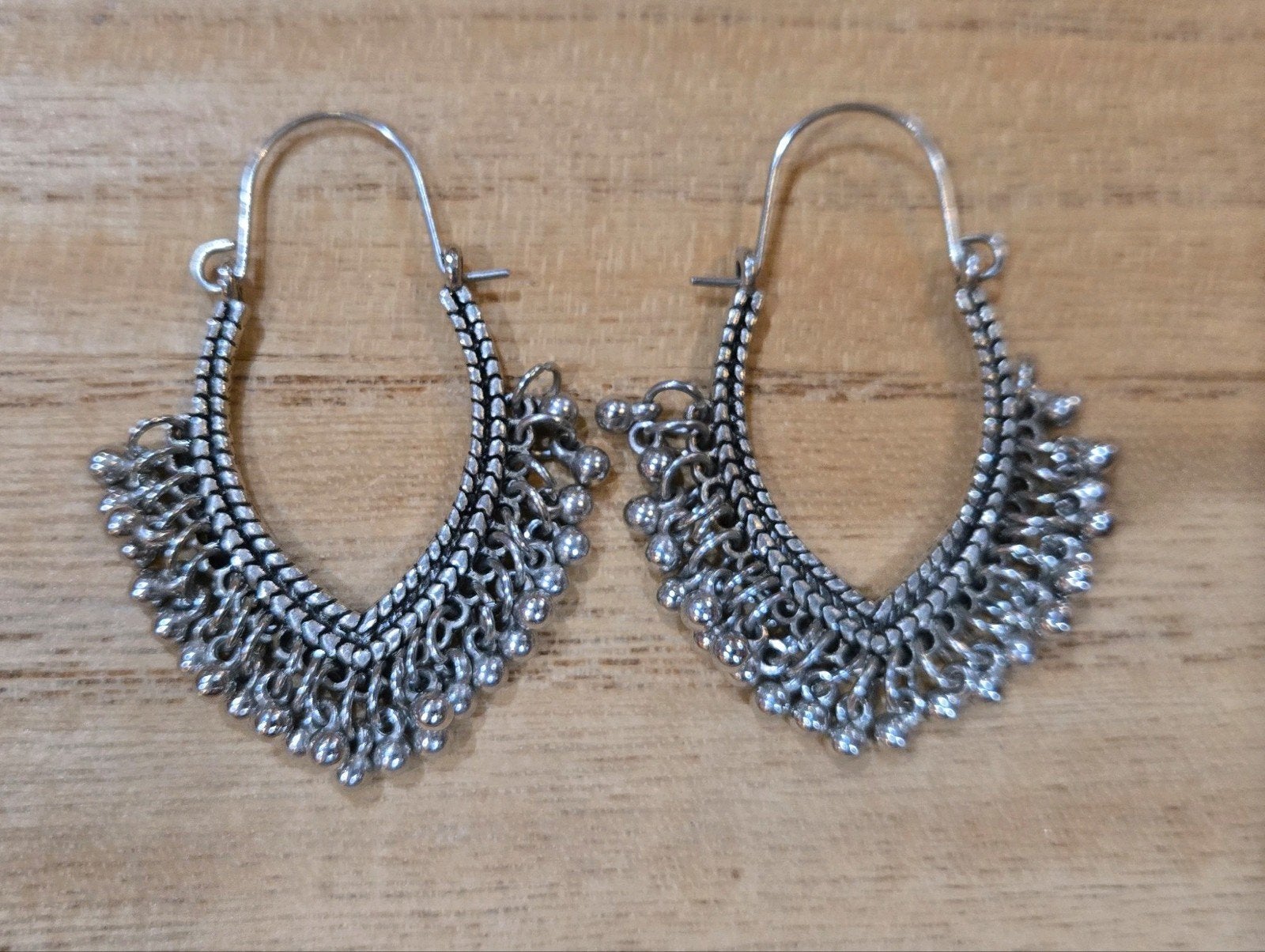 Zilverkleurige boho bohemian Oorbellen, Overige materialen, Hangers, Verzenden, Zo goed als nieuw