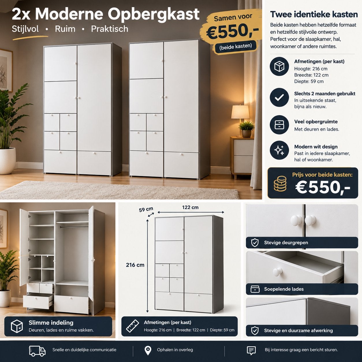2x Moderne Kasten – €550 samen, Dieren en Toebehoren, Ophalen, Zo goed als nieuw, Aluminium, Vogelkooi