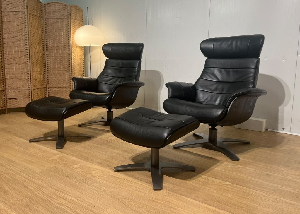 ZGAN 2x Montel Fauteuil Leer + Voetenbank Garantie, Huis en Inrichting, Fauteuils, 75 tot 100 cm, Design Fauteuil Stoel Montel