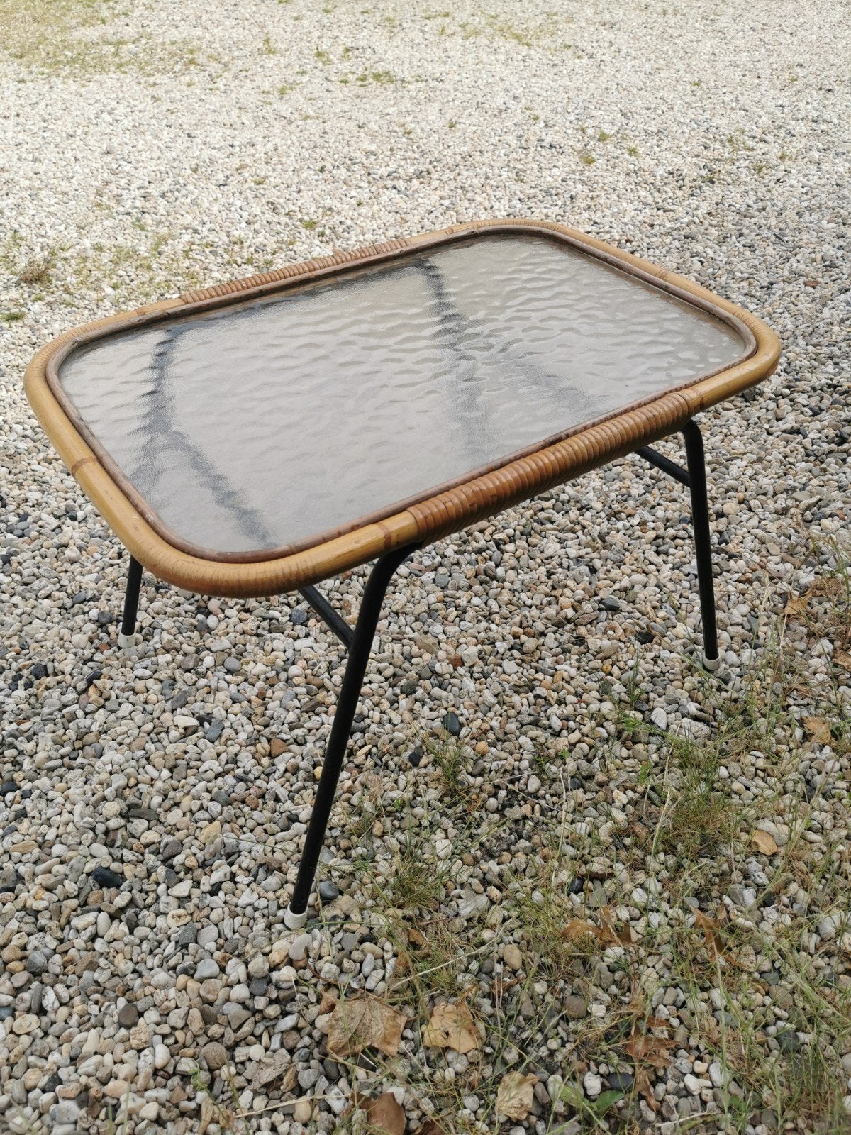 Vintage jaren 60 Rohe Noordwolde rotan tafeltje, Ophalen