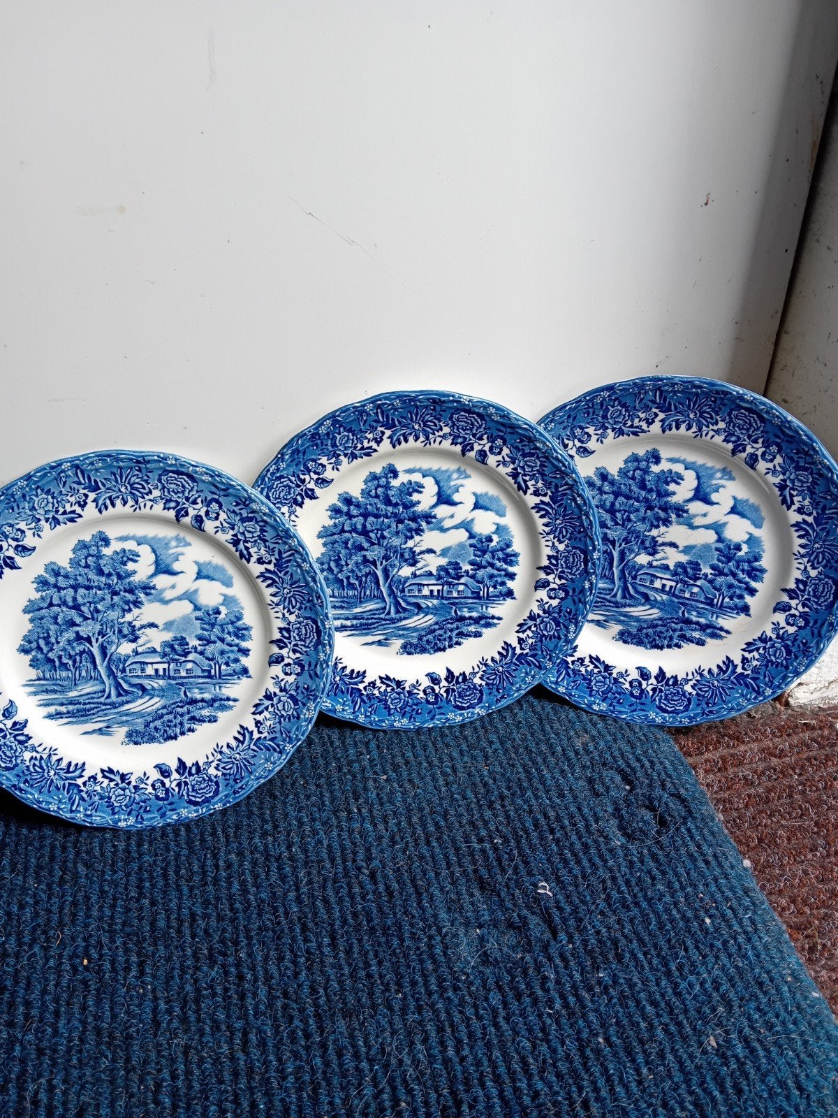 Set van 3 Vintage 'Country Style'wand Borden - Blauw/Wit, Ophalen of Verzenden