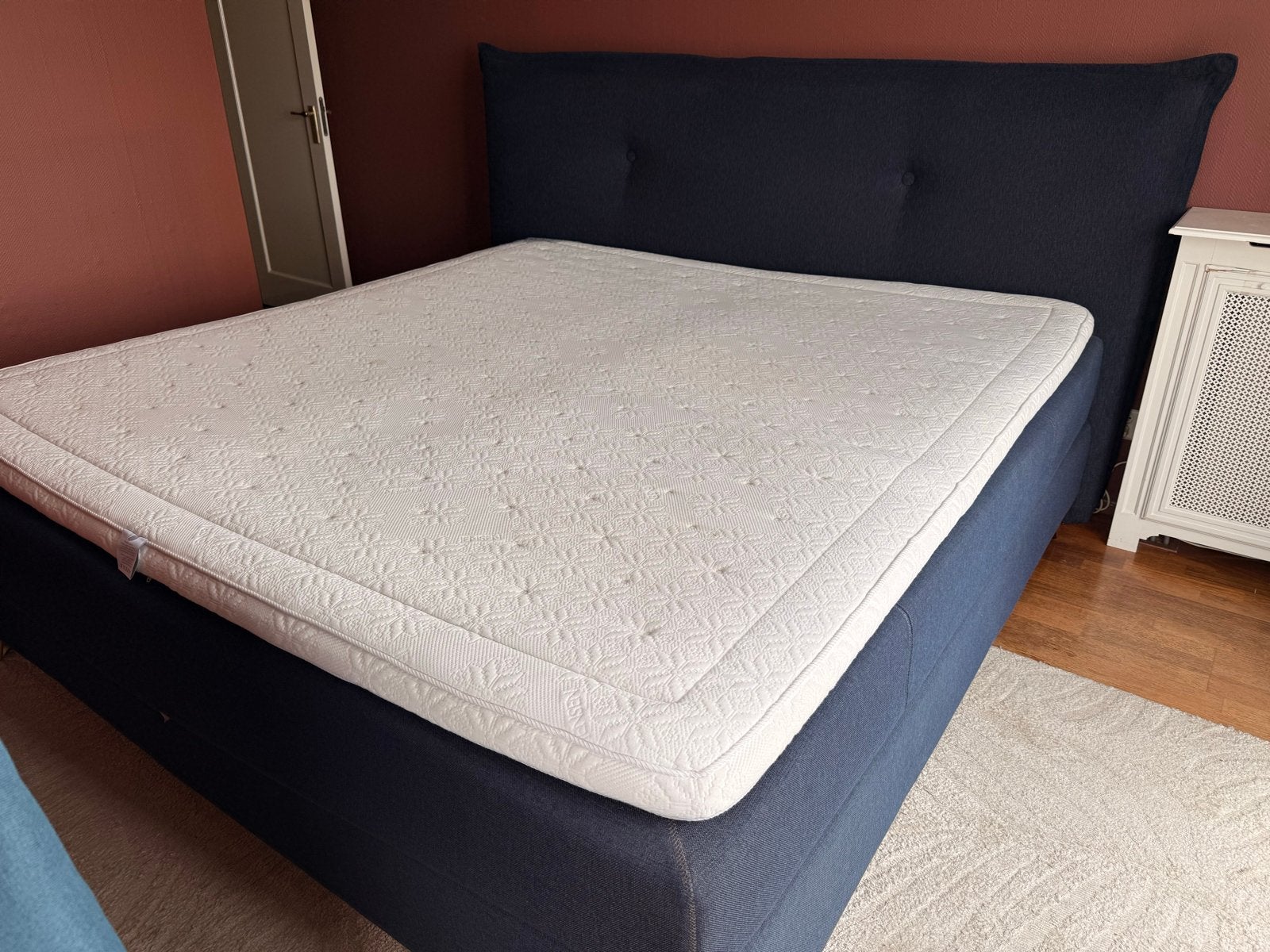 Jensen Suprême boxspringset compleet - 210x210 cm, Ophalen, Gebruikt