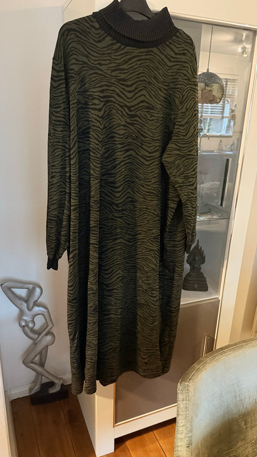 Yesta Jurk met Zebraprint - Maat 52, Ophalen of Verzenden, Zo goed als nieuw, Groen, Jurk