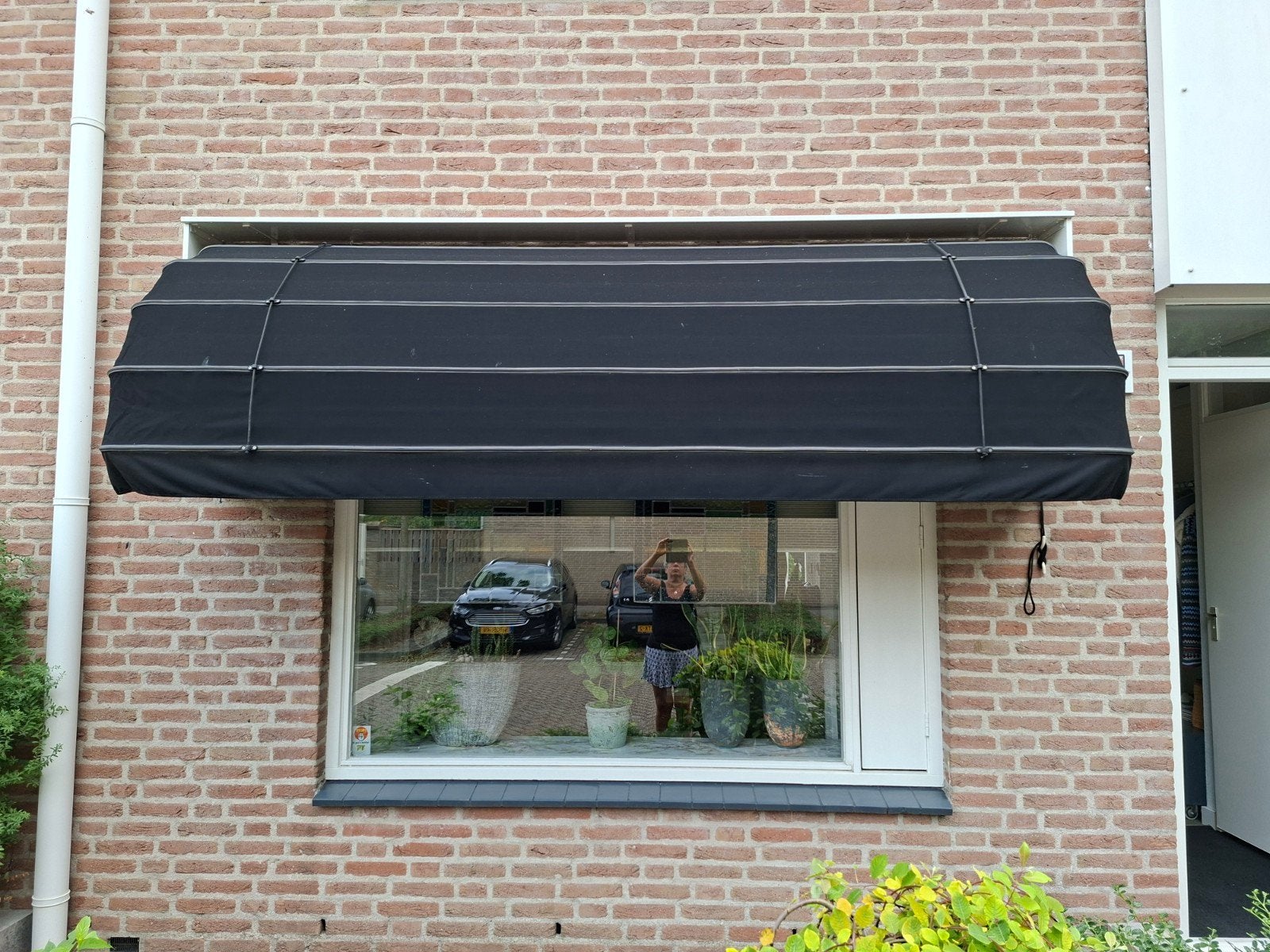 Zwarte markies, aluminium frame. 2.88 breed, Tuin en Terras, Zonneschermen, Ophalen, Gebruikt, Markies, 250 cm tot 450 cm