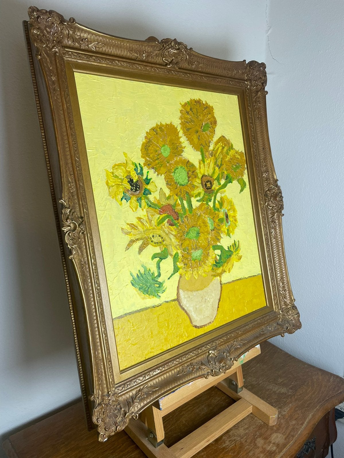 Handgeschilderd Van Gogh Zonnebloemen replica in Baroklijst, Ophalen