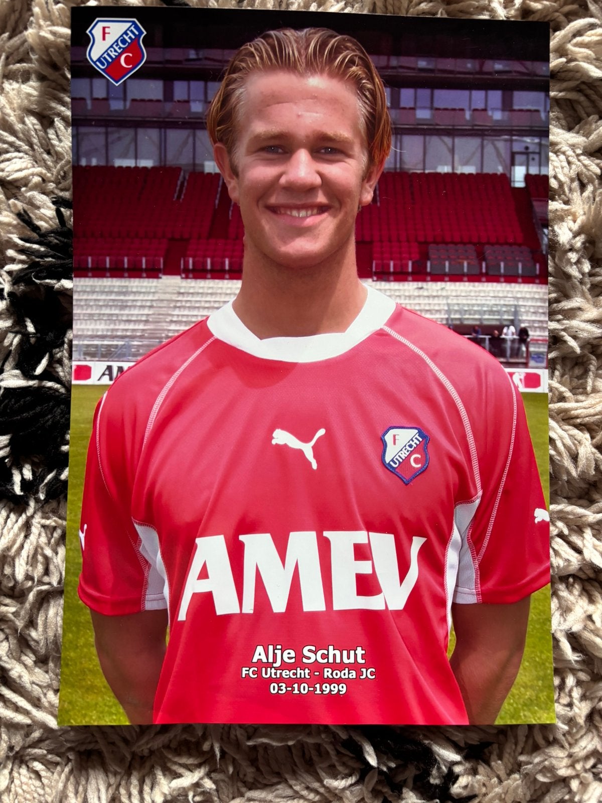 Oude grote foto fc utrecht 1999 alje schut, Verzenden, Zo goed als nieuw, F.C. Utrecht, Poster, Plaatje of Sticker