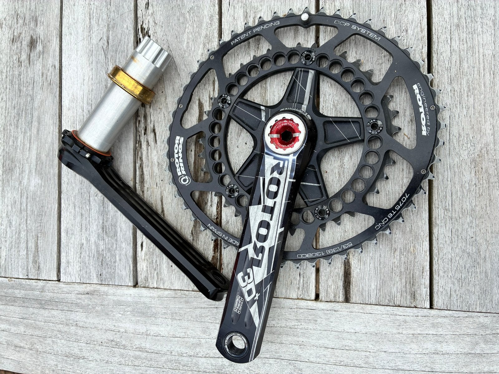 Rotor 3D Crankstel met Q-Rings - Zo goed als nieuw, Fietsen en Brommers, Zo goed als nieuw, Aluminium, Racefiets, Ophalen