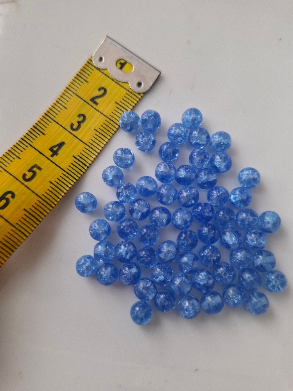 62 stuks 6 mm glaskralen crackle blauw kralen partij, Kraal, -, -, Nieuw