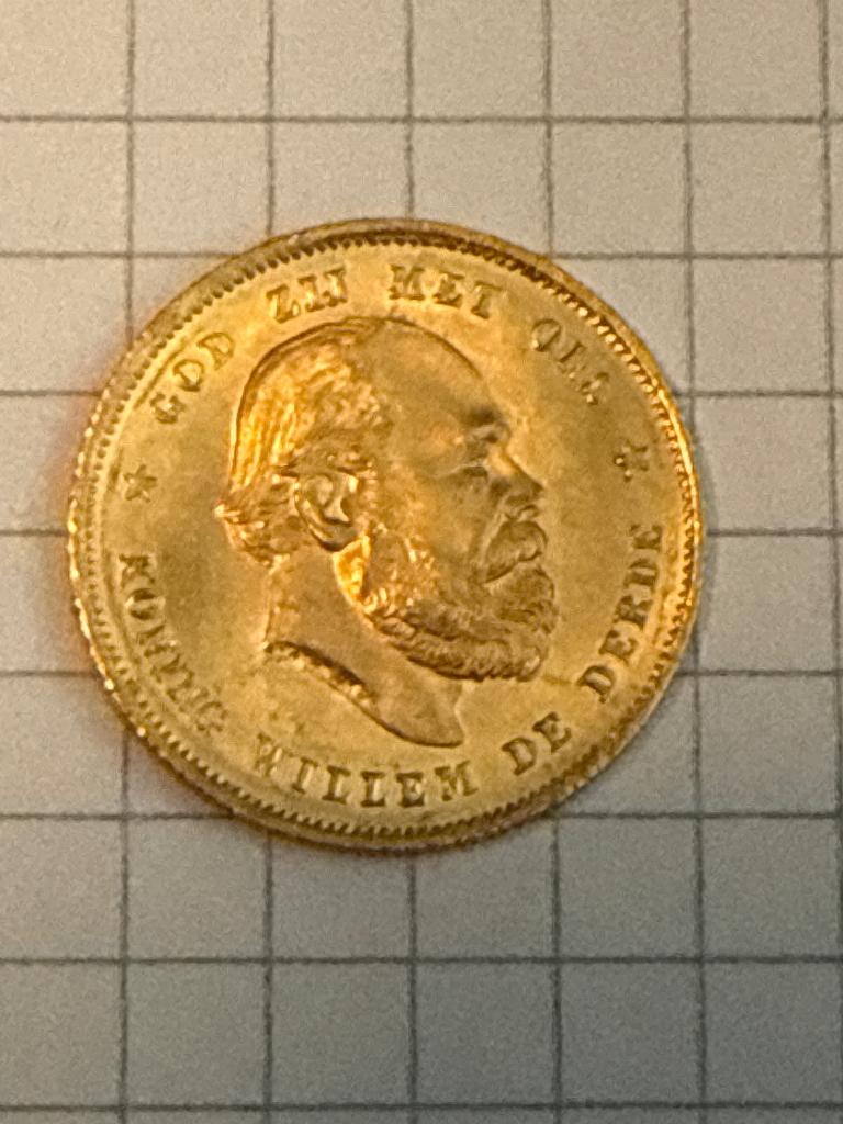 10 gulden goud 1879 FDC, Postzegels en Munten, Munten | Nederland, Koning Willem III, Losse munt, 10 gulden, Goud