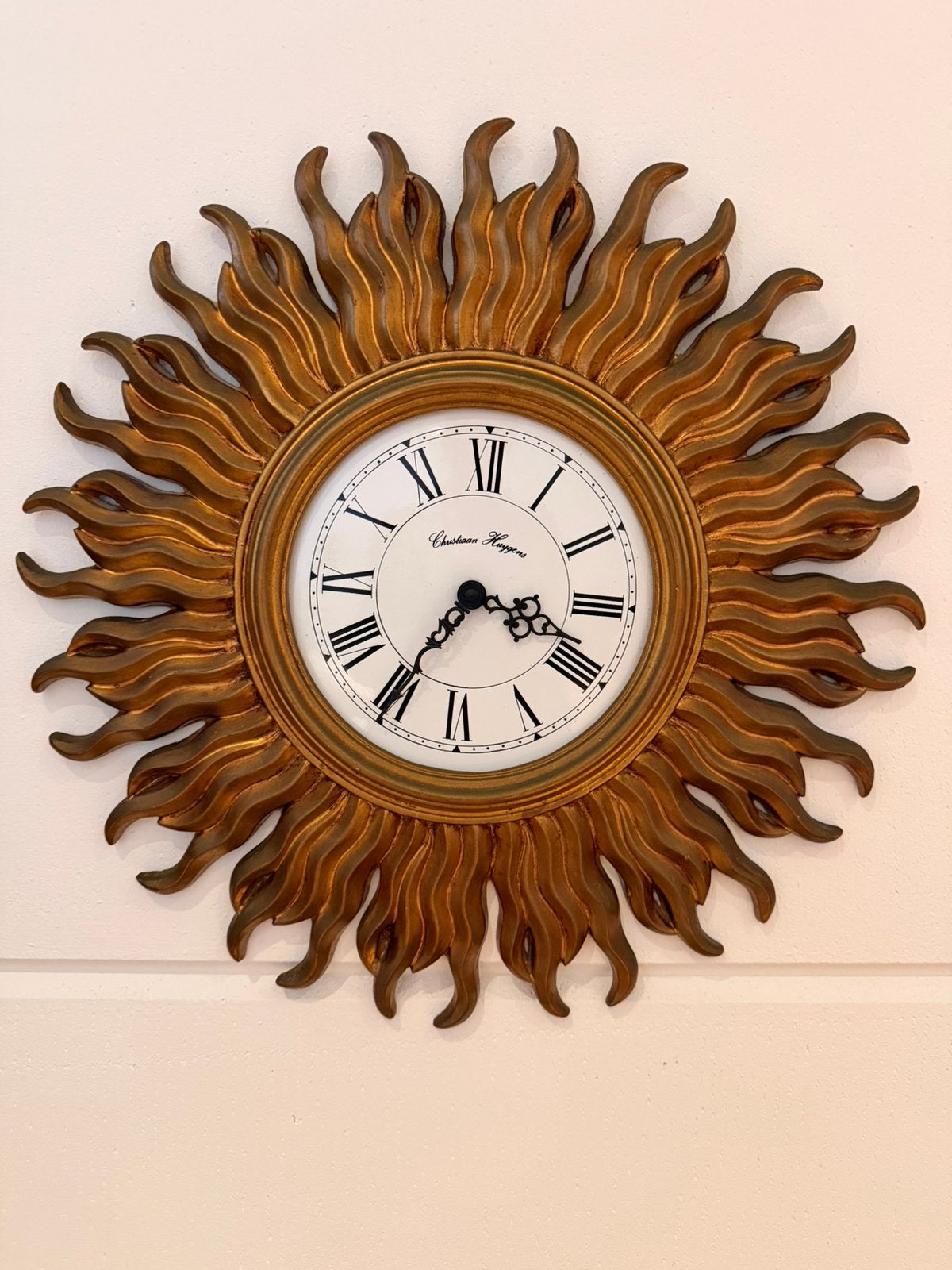 Klok Christiaan Huygens, emaille wijzerplaat. Zonneklok, Verzenden, Zo goed als nieuw, Wandklok