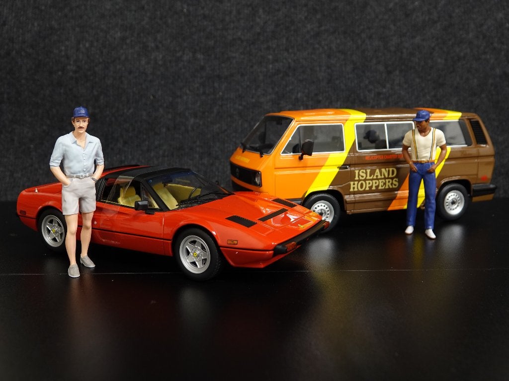 KK-Scale 1:18 Volkswagen bus + Ferrari + figuren Magnum PI, Overige merken, Auto, KK-Scale Norev, Onbekend