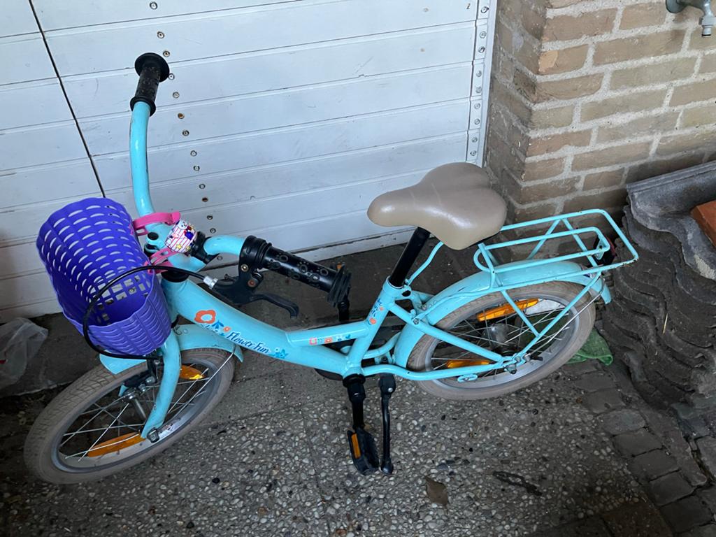 Kinderfiets Flower Fun - Lichtblauw, Fietsen en Brommers, Fietsen | Meisjes, Ophalen, Gebruikt, 16 inch