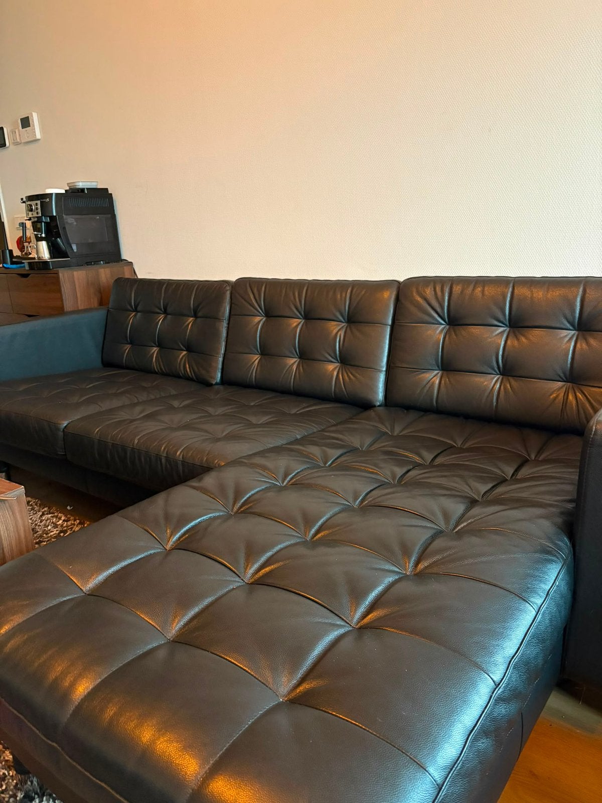 IKEA Landskrona LEDER 3zit chaise longue + fauteuil, Huis en Inrichting, Ophalen, Overige maten, Leer, Zo goed als nieuw