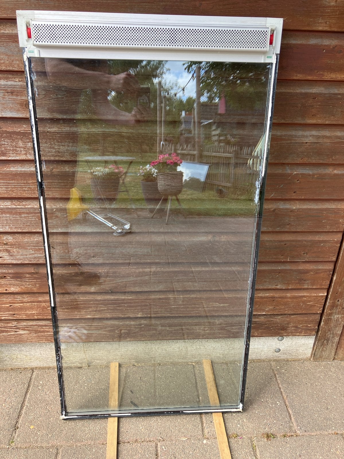Dubbel glas met ventilatierooster 117,5x59,6/59,7 cm, Doe-het-zelf en Verbouw, Glas en Ramen, Ophalen, Gevelraam of Ruit, Gebruikt