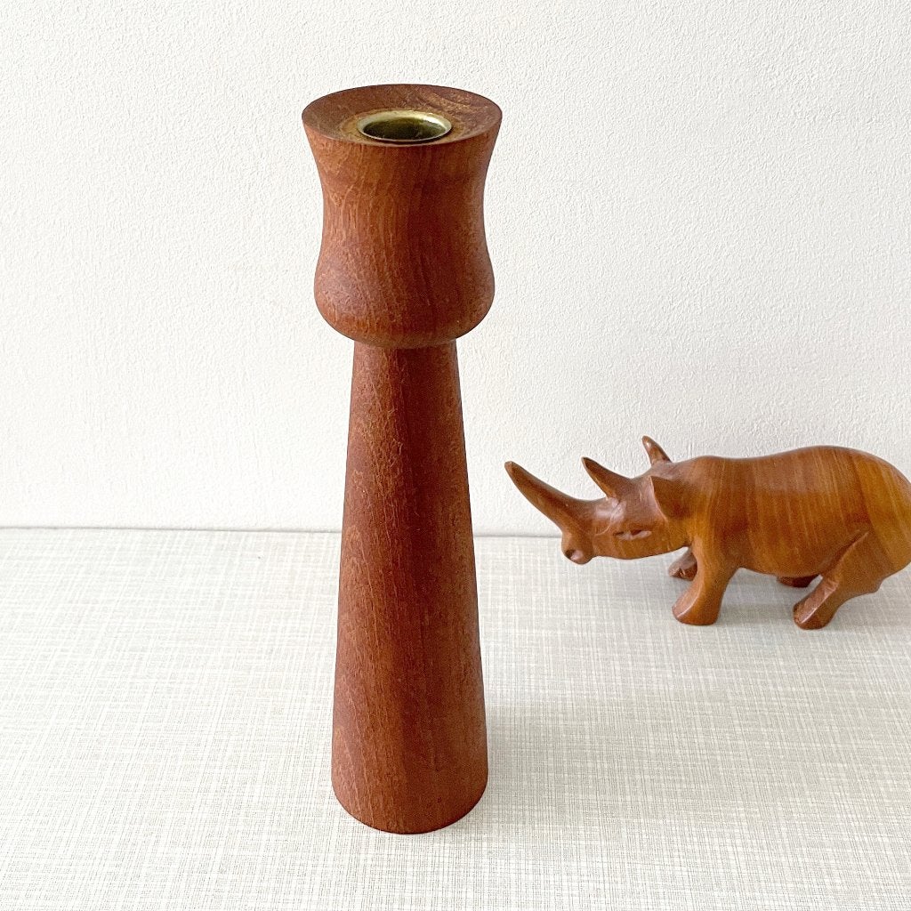 teak hout vintage Scandinavisch design KANDELAAR Mid Century, Ophalen of Verzenden, Overige materialen