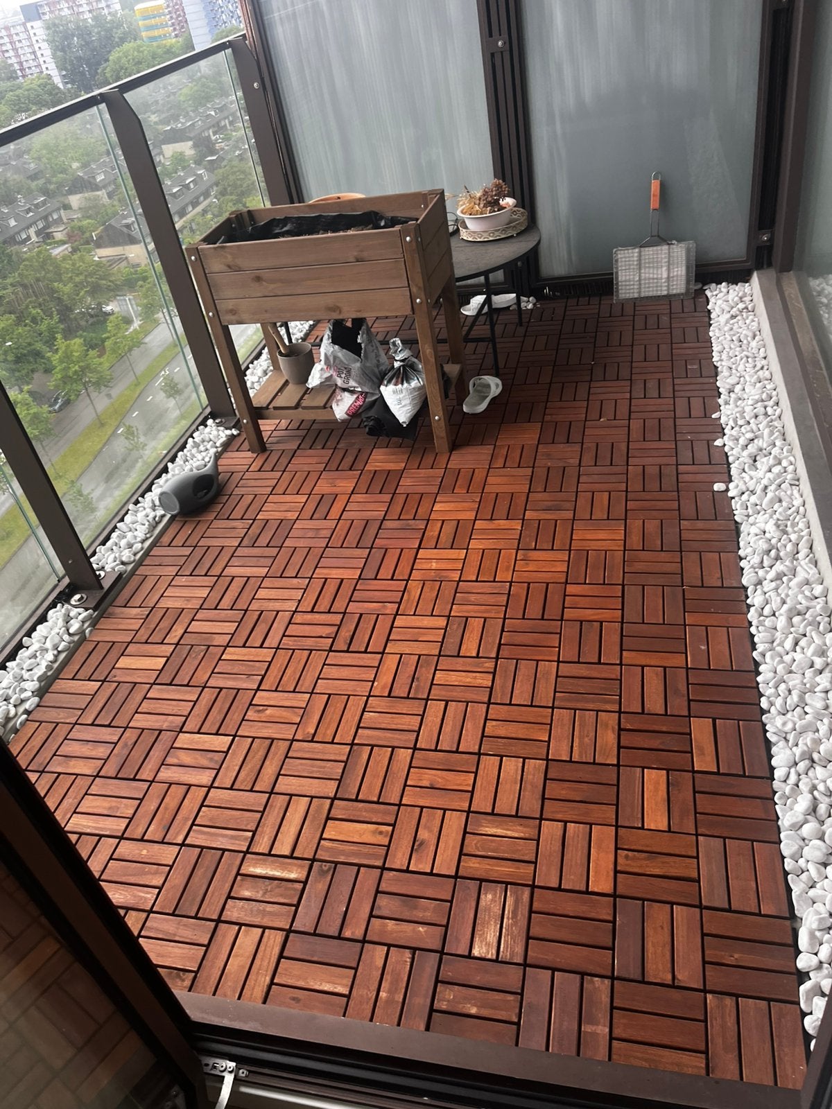 IKEA RUNNEN Balkontegels / Terrastegels - Hout 3,30 x 1,80 m, Tuin en Terras, Terrasdelen en Vlonders, Ophalen, Gebruikt, Hout