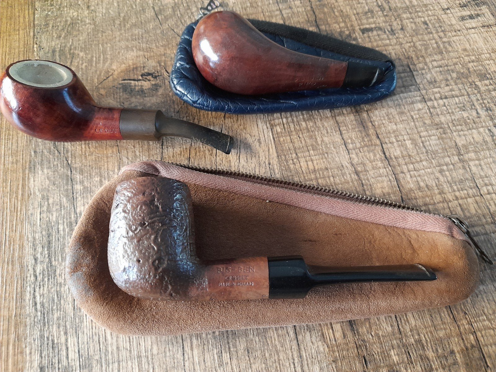 Tabakpijpen lot 3 stuks Bic ben 2x Le duk 1x, Verzamelen, Rookartikelen, Aanstekers en Luciferdoosjes, Ophalen of Verzenden, Sigarenbandjes