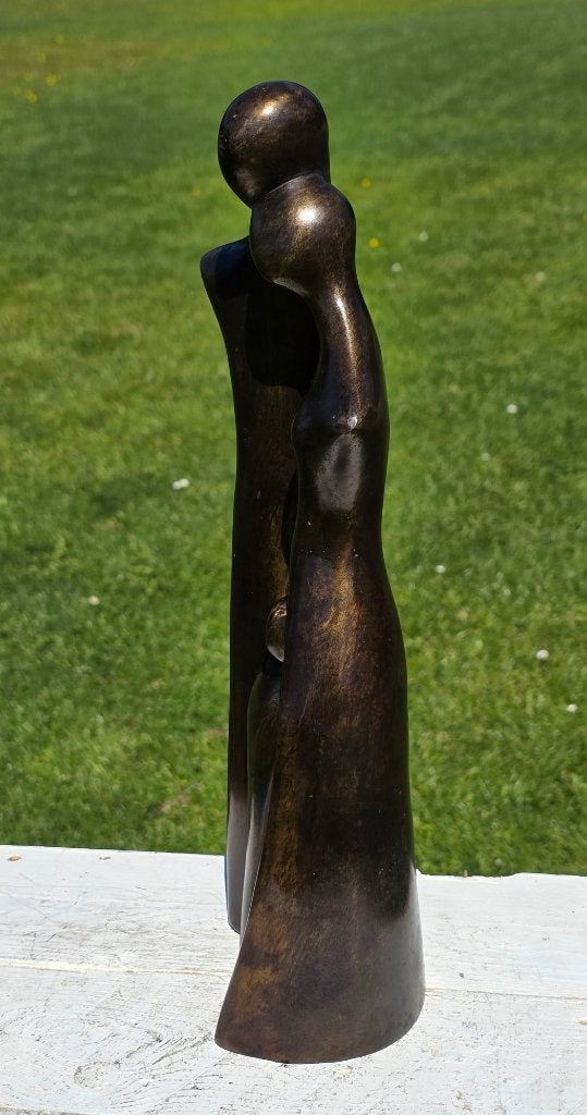 bronzen beeld / FAMILIE met 2 KINDEREN, Ophalen of Verzenden, Brons, Beeld