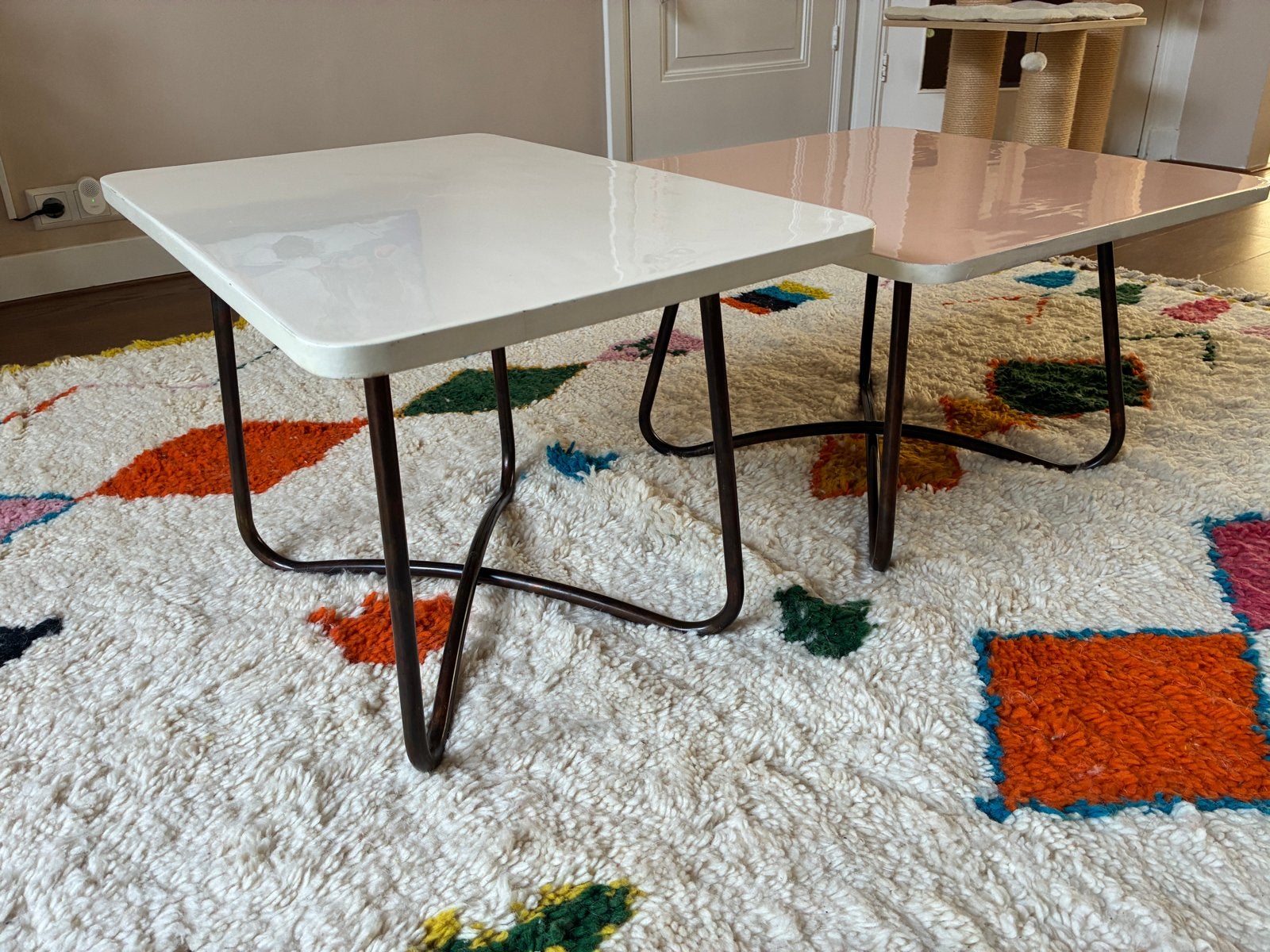 Set van 2 bijzettafels Loods 5 - Wit en Roze, Ophalen, Minder dan 50 cm, 50 tot 100 cm, Zo goed als nieuw
